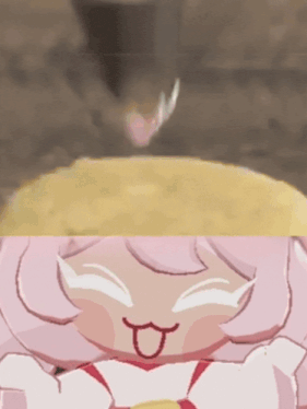 a cartoon character with pink hair is smiling with a heart on her head