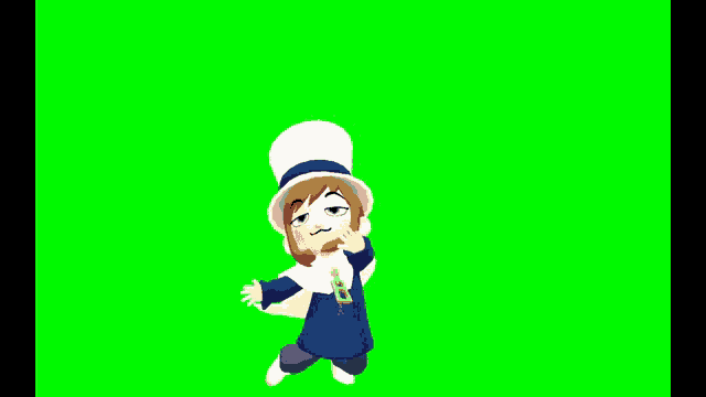 a cartoon character wearing a top hat on a green screen