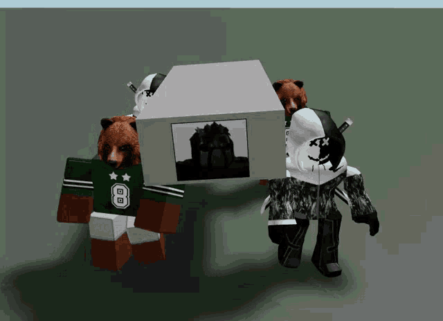 a bear wearing a green number 8 jersey