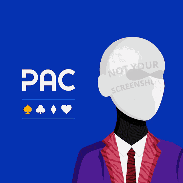 an illustration of a man with horns and the word pac on the bottom
