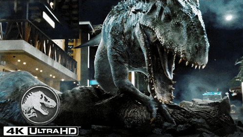 a picture of a dinosaur with the words 4k ultrahd on the bottom