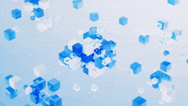 a blue cube with a white circle with the letters a and b on it