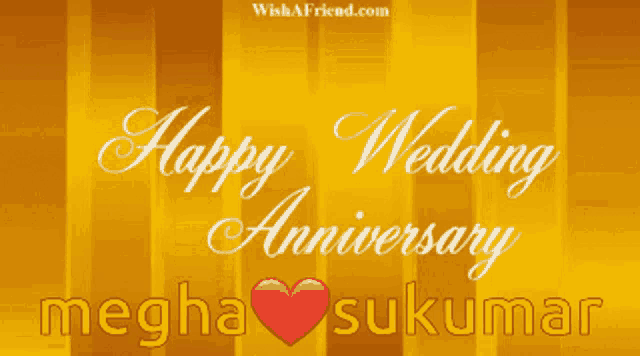 a card that says happy wedding anniversary megha sukkumar