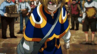 a man in a blue and yellow outfit is standing in front of a crowd .