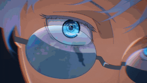 a close up of a person 's face with a purple hair