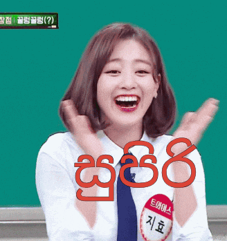 a girl with a name tag that says ' twice '