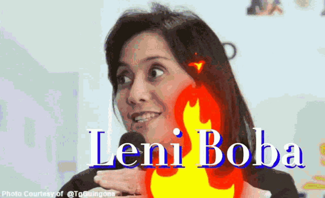 a picture of a woman with the name leni boba