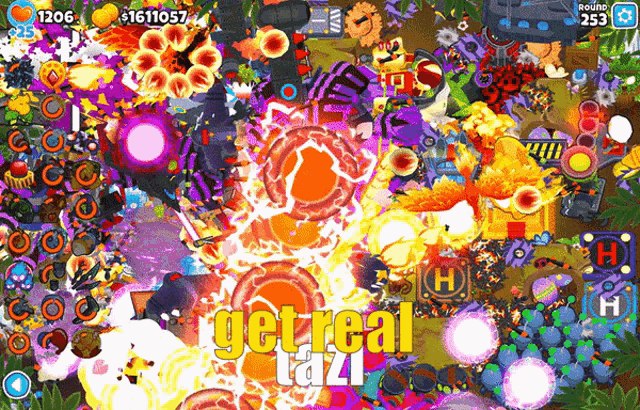 a screen shot of a game with the words get real lazi