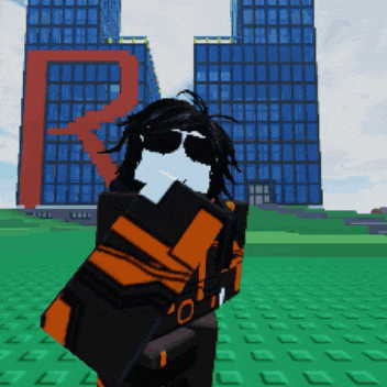 a cartoon character wearing sunglasses is standing in front of a large building with the letter p on it