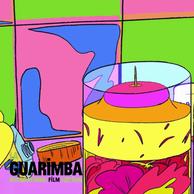 a poster for the guarimba international film festival shows a candle in a glass