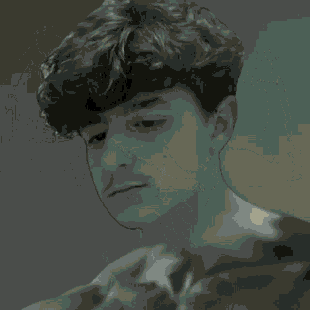 a black and white photo of a shirtless muscular man with curly hair