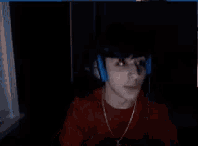 a person wearing headphones is sitting in front of a computer screen .