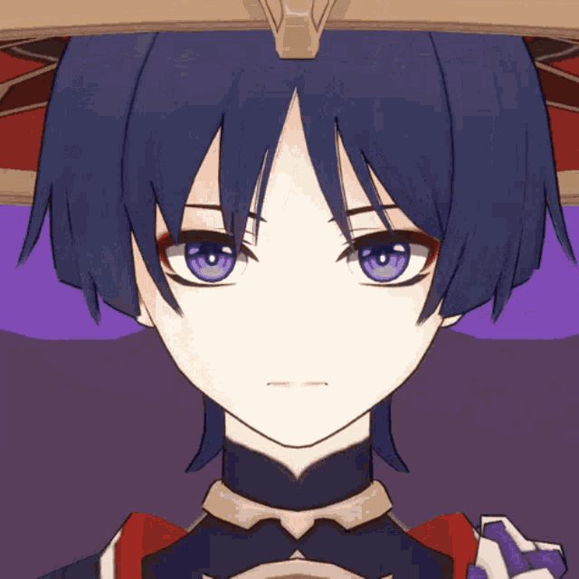 a close up of a person 's face with purple eyes