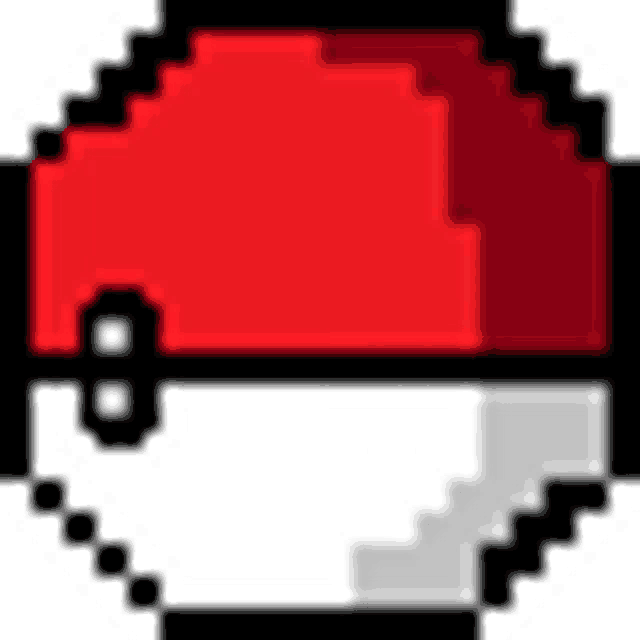 a pixel art illustration of a red and white ball with a black belt .