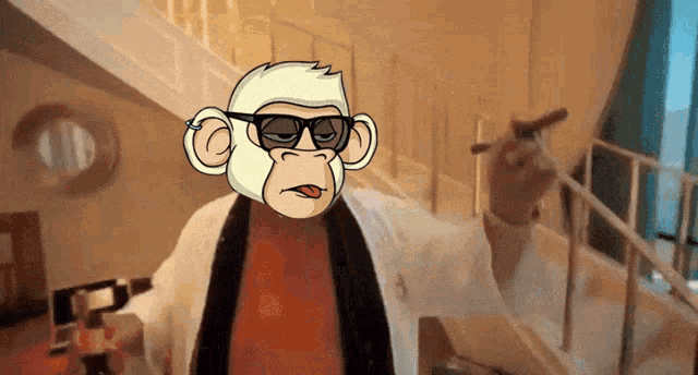 a cartoon monkey wearing sunglasses smoking a cigar