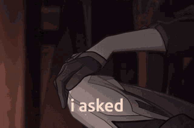 a cartoon character with a hand on his forehead and the word i asked below him