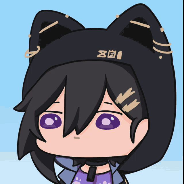 a cartoon drawing of a girl with a cat ear hat that says ' 88 ' on it
