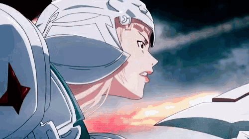 a woman in a helmet is standing next to another woman in a helmet in a cartoon .