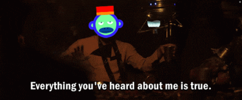 a man with a monkey on his head and the words " everything you 've heard about me is true " below him