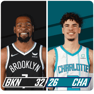 a brooklyn nets player and a charlotte player are shown