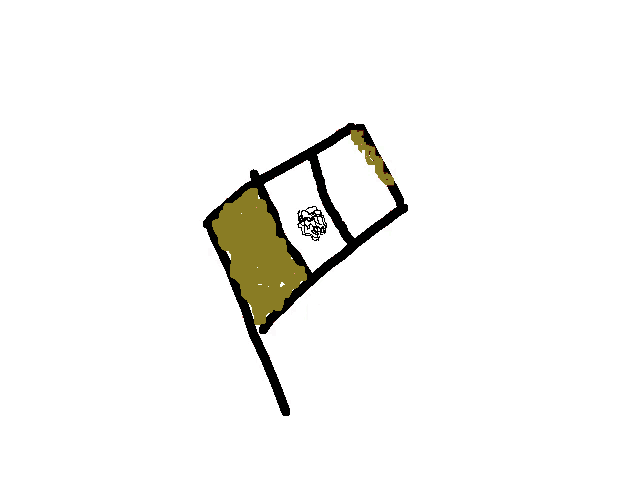 a drawing of a mexican flag with a lion on it