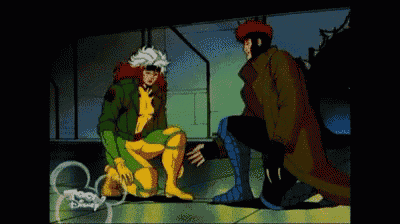 a cartoon of rogue and gambit from disney 's x-men series