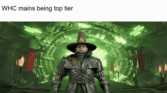 a picture of a man in a hat with the words whc mains being top tier