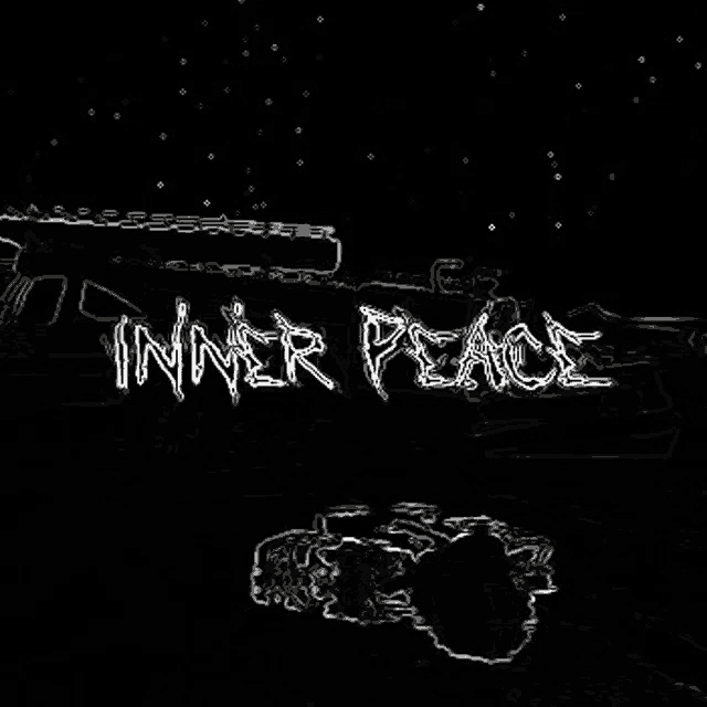 a black background with the words inner peace written in white on it .