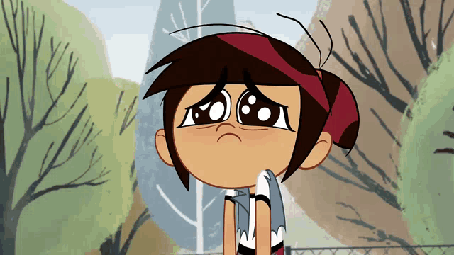 a cartoon character is making a sad face