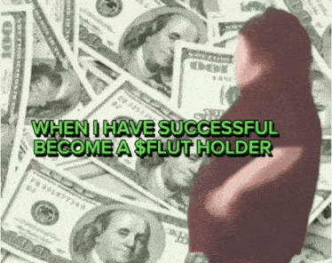 a person standing in front of a pile of money with the words when i have successful become a $ flut holder