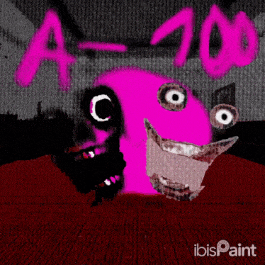 a drawing of a pink monster with ibispaint written on the bottom right