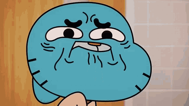 gumball from the amazing world of gumball making a sad face