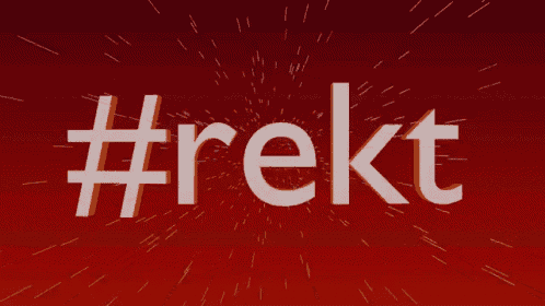 a red background with the word rekt written in white