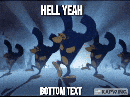 a group of monkeys dancing with the words hell yeah bottom text