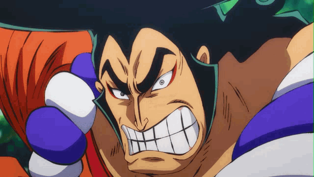 a close up of a cartoon character with a big smile