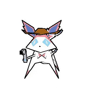 a drawing of a pokemon wearing a hat and holding a gun .