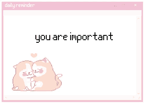 a daily reminder screen with two cats hugging and the words " you are important "