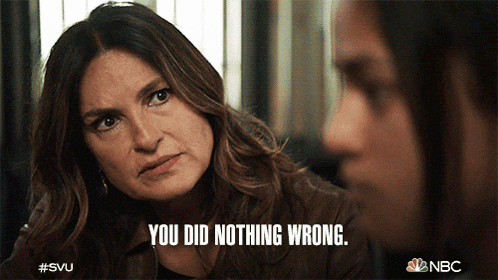 a woman says " you did nothing wrong " while another woman looks on