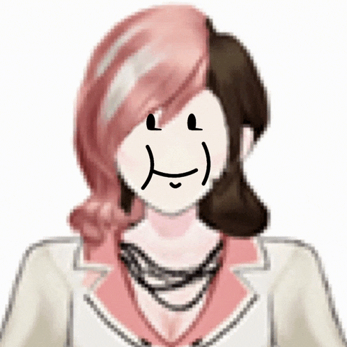 a cartoon character with a smiley face on her face