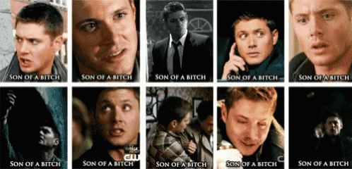 a collage of images of a man with the words son of a bitch