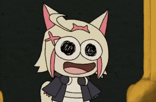 a cartoon drawing of a cat with a surprised look on his face