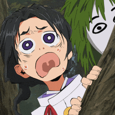 a cartoon drawing of a girl with purple eyes and the number 10