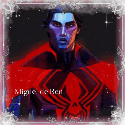 a painting of a superhero with the name miguel de ren on it