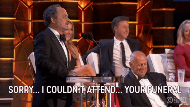 Comedy Central Roast Of Bruce Willis GIF - Comedy Central Roast Of Bruce Willis Sorry I Coudlnt Attend Your Funeral GIFs