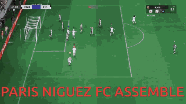 paris niguez fc assemble is displayed on a soccer game screen