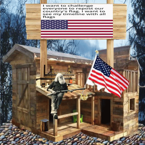 American Flag On Old Cabin GIF - American Flag On Old Cabin GIFs