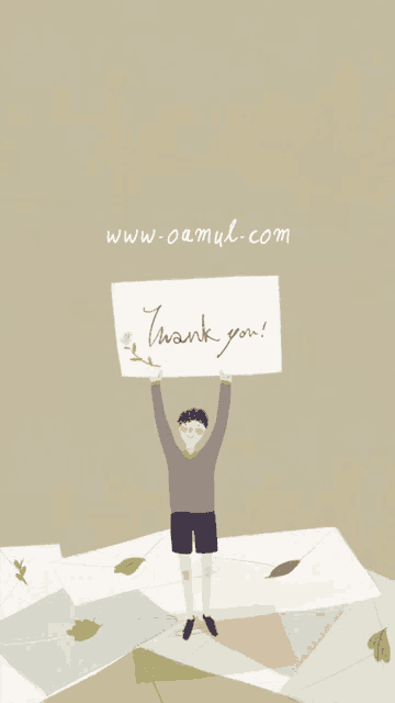 an illustration of a person holding up a sign that says thank you