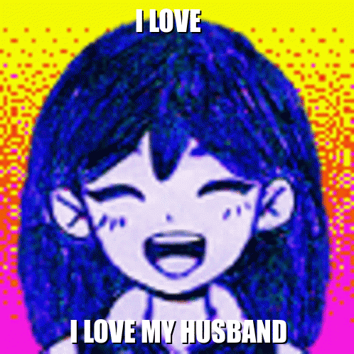 a picture of a girl with blue hair and the words i love my husband