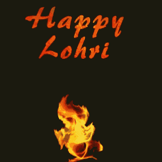 a black background with the words happy lohri and a fire in the foreground