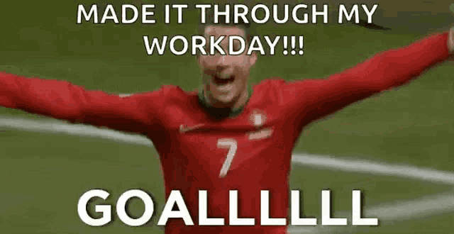 a soccer player with his arms outstretched is celebrating a goal .